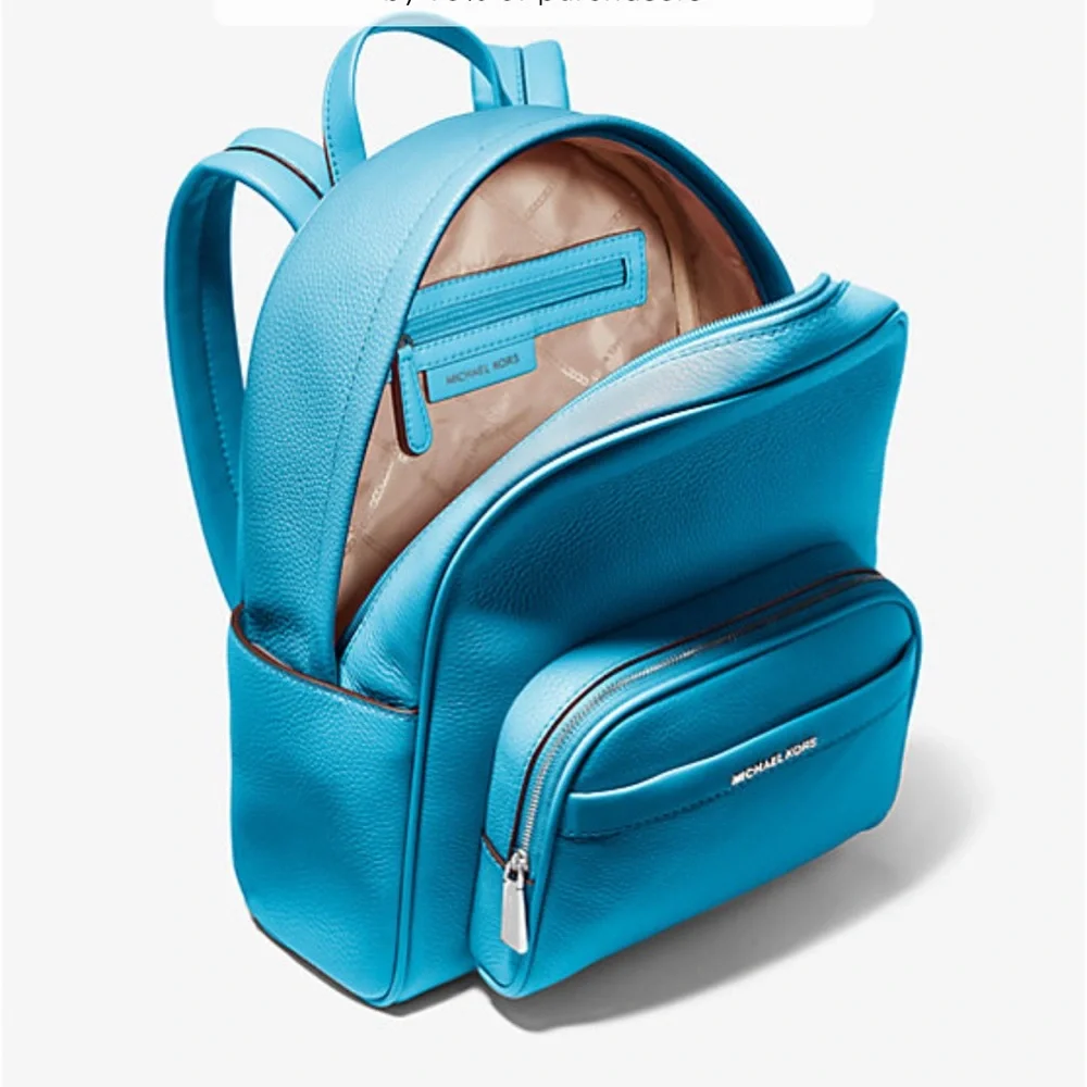 Michael Kors Bex Medium Pebbled Leather Backpack COLOR SANTORINI BLUE NWT